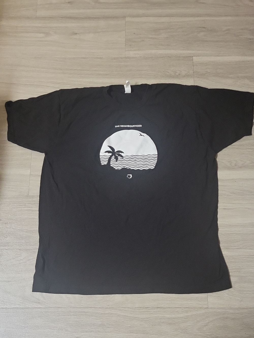 Tultex Black Short-Sleeve Tee with White Palm Sunset Graphic